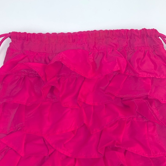 Thirty One Pink ruffled Cinch Bag Fuschia Drawstrings Zip Pocket Discontinued - Picture 3 of 9